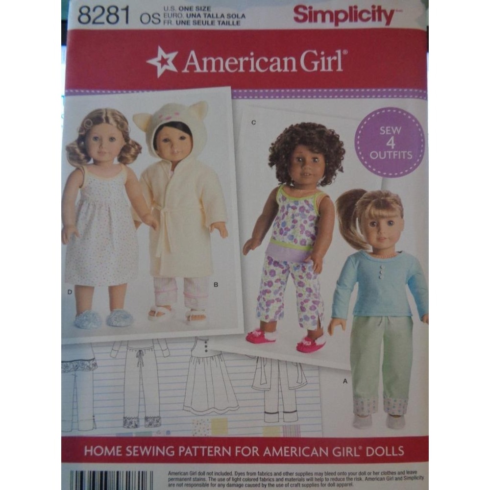 Simplicity Sewing Pattern 8281 18" Doll Clothes American Girl